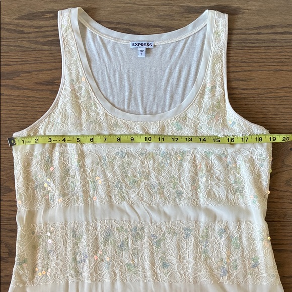 Express Cream Sparkly Sequin Tank Top Shell Spring Easter - Picture 12 of 12